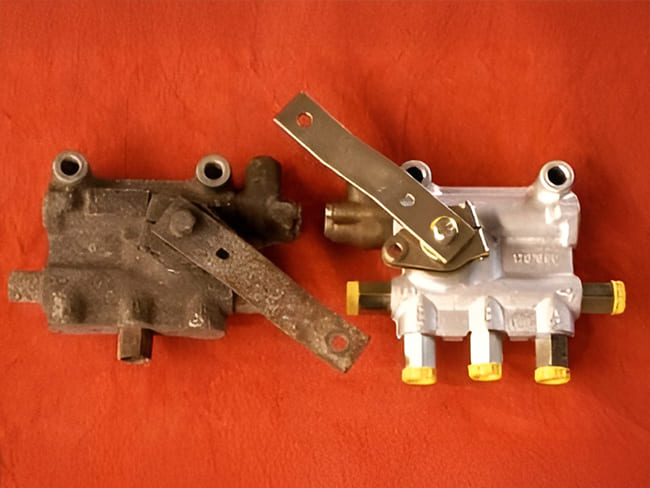 Luftventile der Vorderachse alt und neu